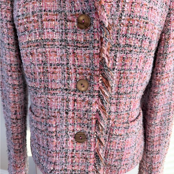 Jones New York Pink Tweed Button Up Blazer Petite - Picture 3 of 8